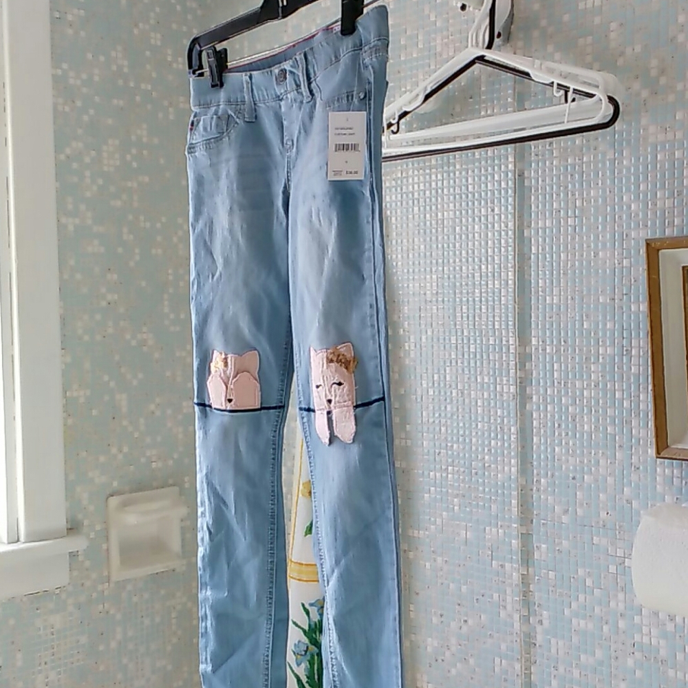 NWT Girls size 12 jeans with 2 cute cat patches